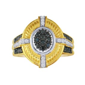 1/3ct Yellow Tone Sterling Silver Black Diamond Ring