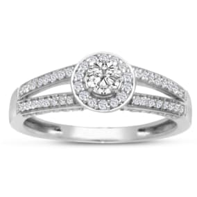 Finely Crafted Split Band 1/2ct Diamond Engagement Ring, White Gold Size 6