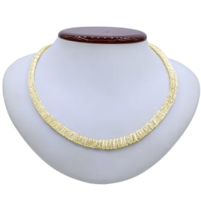 1 Carat Diamond Graduated Collar Necklace In Yellow Gold Overlay, 16 Inches. Incredible Closeout Blowout!