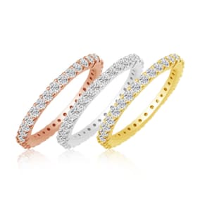 Eternity Ring Size 4-9.5, 1 Carat Round Diamond Eternity Ring In 14K White Gold, Yellow Gold, Rose Gold and Platinum