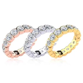 Eternity Ring Size 4-9.5, 2.70 Carat Natural Diamond Bezel Set Eternity Ring In 14K White Gold, Yellow Gold and Platinum