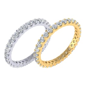 Eternity Ring Size 4-9.5, 1 Carat Natural Round Diamond Eternity Ring In 14K White Gold, Yellow Gold and Platinum
