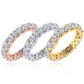 Eternity Ring Size 4-9.5, 3 Carat Natural Diamond Eternity Ring In 14K White Gold, Yellow Gold and Platinum