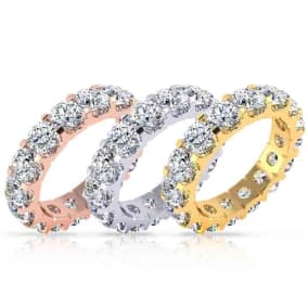 Eternity Ring Size 4-9.5, 5 Carat Natural Diamond Eternity Ring In 14K White Gold, Yellow Gold and Platinum