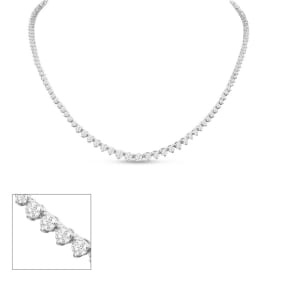Graduated 5 Carat Diamond Tennis Necklace In 14 Karat White Gold, 16 Inches