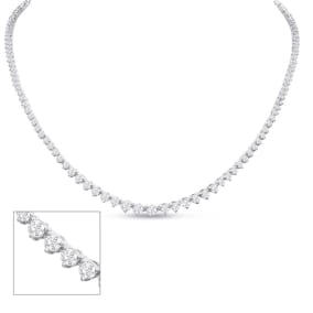 Graduated 5 Carat Natural Diamond Tennis Necklace In 14 Karat White Gold, 17 Inches