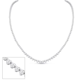 Graduated 5 1/2 Carat Diamond Tennis Necklace In 14 Karat White Gold, 18 Inches