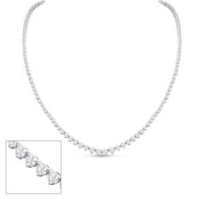 Graduated 5 1/2 Carat Natural Diamond Tennis Necklace In 14 Karat White Gold, 18 Inches