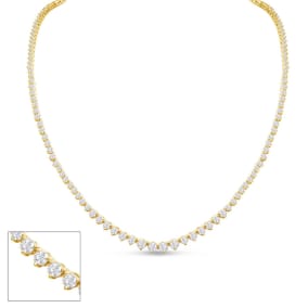 Graduated 6 1/2 Carat Diamond Tennis Necklace In 14 Karat Yellow Gold, 22 Inches