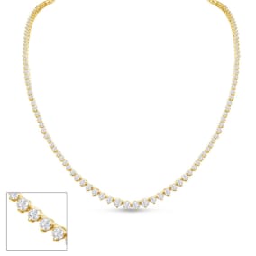 Graduated 6 1/2 Carat Natural Diamond Tennis Necklace In 14 Karat Yellow Gold, 22 Inches