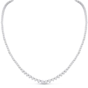 Graduated 7 Carat Natural Diamond Tennis Necklace In 14 Karat White Gold, 24 Inches