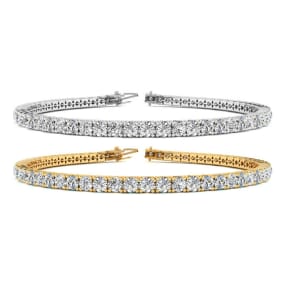 4 3/4 Carat Natural Diamond Mens Tennis Bracelet In 14 Karat White and Yellow Gold Available In 7.5-9 Inch Lengths