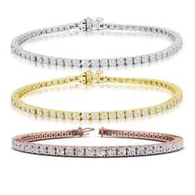 3 1/2 Carat Diamond Mens Tennis Bracelet In 14 Karat White, Yellow and Rose Gold Available In 7.5-9 Inch Lengths
