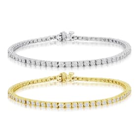 3 1/2 Carat Diamond Mens Tennis Bracelet In 14 Karat White, Yellow and Rose Gold Available In 7.5-9 Inch Lengths