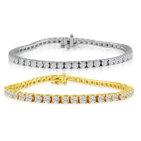 6 Carat Diamond Mens Tennis Bracelet In 14 Karat White and Yellow Gold Available In 7.5-9 Inch Lengths
