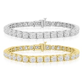 11 Carat Natural Diamond Mens Tennis Bracelet In 14 Karat White and Yellow Gold Available In 7.5-9 Inch Lengths