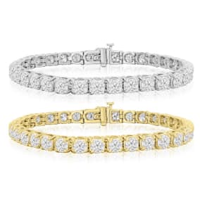 13 Carat Natural Diamond Mens Tennis Bracelet In 14 Karat White and Yellow Gold Available In 7.5-9 Inch Lengths