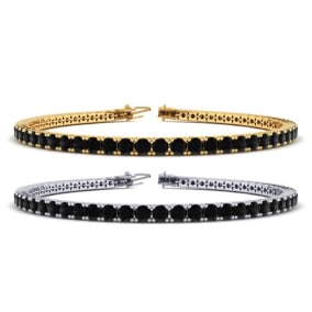 3 Carat Mens Black Diamond Bracelet in 14 Karat White and Yellow Gold Available In 7.5-9 Inch Lengths