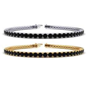 4 1/2 Carat Mens Black Diamond Bracelet in 14 Karat White and Yellow Gold Available In 7.5-9 Inch Lengths