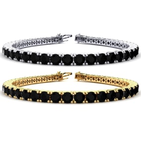 10 1/2 Carat Mens Black Diamond Bracelet in 14 Karat White and Yellow Gold Available In 7.5-9 Inch Lengths