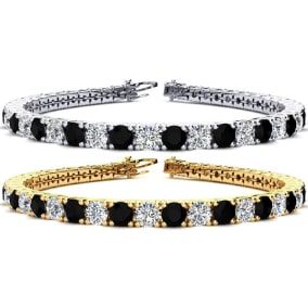 13 1/2 Carat Gemstone and Diamond Mens Tennis Bracelet In 14 Karat White, Yellow and Rose Gold Available In 7.5-9 Inch Lengths