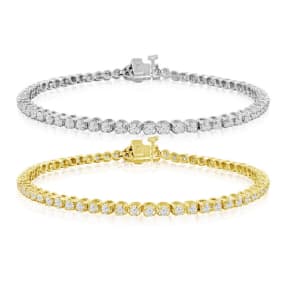 2 ¼ Carat Diamond Mens Tennis Bracelet In 14 Karat White and Yellow Gold Available In 7.5-9 Inch Lengths
