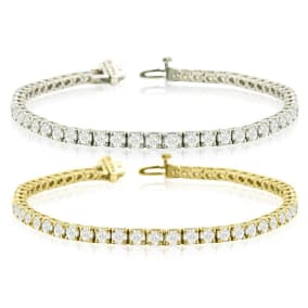 8 1/2 Carat Diamond Mens Tennis Bracelet In 14 Karat White Gold, 8 1/2 Inches