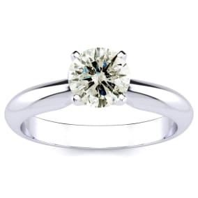 1.25 Carat Natural Natural Diamond Solitaire Engagement Ring In 14K White Gold. Incredible Deal On A Diamond Much Bigger Than 1 Carat Natural
