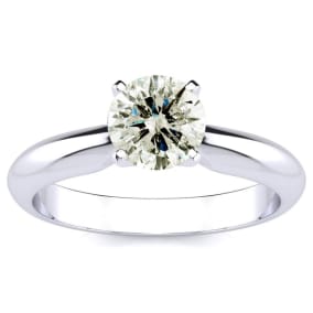 1.25 Carat Diamond Solitaire Engagement Ring In 14K White Gold. Incredible Deal On A Diamond Much Bigger Than 1 Carat