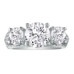 3 3/4ct Three Diamond Ring in 14k White Gold