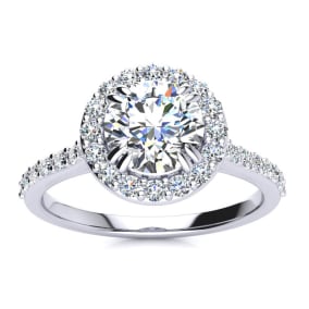 1 1/4 Carat Halo Diamond Engagement Ring in Platinum