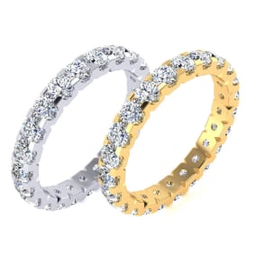 2 Carat Round Moissanite Eternity Band In 14 Karat White Gold, Ring Size 4-9.5