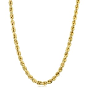 3.3mm Rope Chain Bracelet, 8 1/2 Inches, Yellow Gold