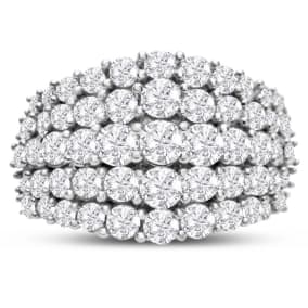2 Carat Five Row Diamond Ring In White Gold. Amazing Wide Diamond That Any Woman Will Love!  So Gorgeous!