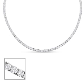 11 Carat Natural Diamond Tennis Necklace In 14 Karat White Gold, 18 Inches