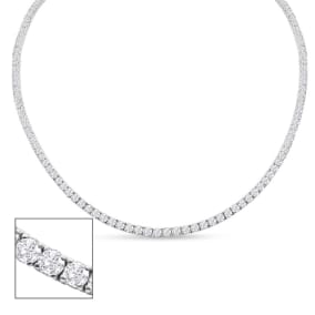 13 Carat Natural Diamond Tennis Necklace In 14 Karat White Gold, 22 Inches