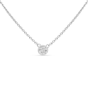 1/3 Carat Bezel Set Diamond Solitaire Necklace In Sterling Silver, 16-18 Inches