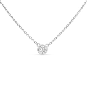 1/3 Carat Bezel Set Natural Diamond Solitaire Necklace In Sterling Silver, 16-18 Inches