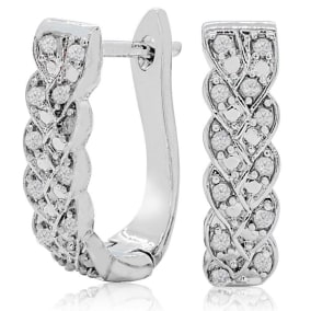 1/4 Carat Natural Natural Diamond Infinity Hoop Earrings, 1/2 Inch