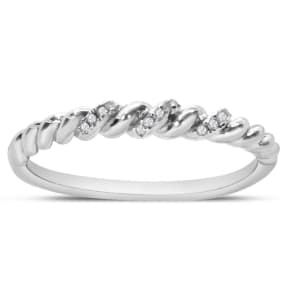 Dainty Diamond Band In Sterling Silver