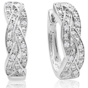 1/4ct Oval Shape Fiery Natural Diamond Infinity Hoop Earrings In Sterling Silver