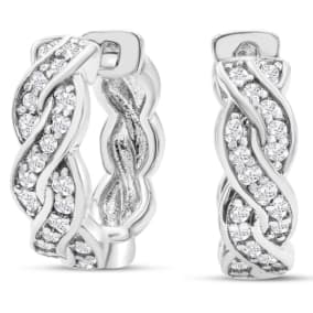 1/4 Carat Diamond Swirl Hoop Earrings In Sterling Silver, 1/2 Inch


