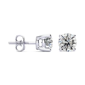 CLOSEOUT! 2 Carat Diamond Stud Earrings In 14 Karat White Gold, AGS Certified