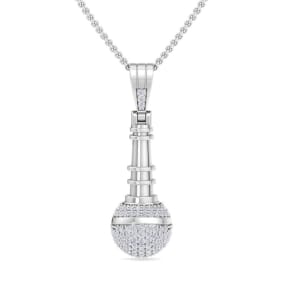 1/2 Carat Diamond Microphone Necklace In 14 Karat White Gold, 18 Inches