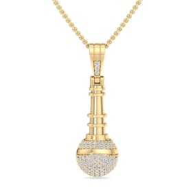 1/2 Carat Diamond Microphone Necklace In 14 Karat Yellow Gold, 18 Inches