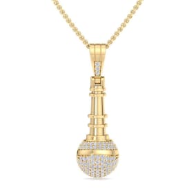 1/2 Carat Natural Diamond Microphone Necklace In 14 Karat Yellow Gold, 18 Inches