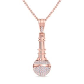 1/2 Carat Diamond Microphone Necklace In 14 Karat Rose Gold, 18 Inches