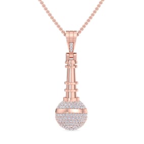 1 Carat Diamond Microphone Necklace In 14 Karat Rose Gold, 18 Inches