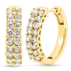 1/2 Carat Moissanite Huggie Hoop Earrings In 14 Karat Yellow Gold