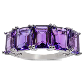 5 Carat Octagon Five Stone Amethyst Ring. Gorgeous Amethyst In An Amazing Band!